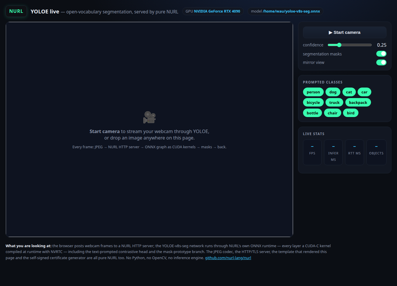 the demo page